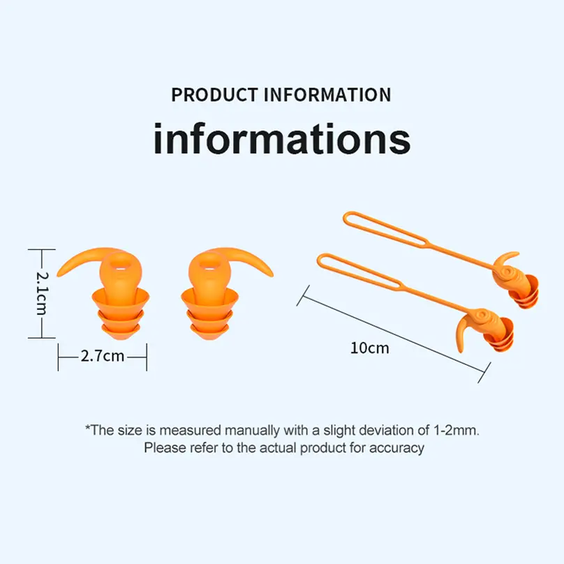 1 Pair Ear Plugs Tapones Oido Dormir Swimming Noise Reduction Ear Plug In Silicone With Rope Bouchons Oreilles Sleeping Earplugs