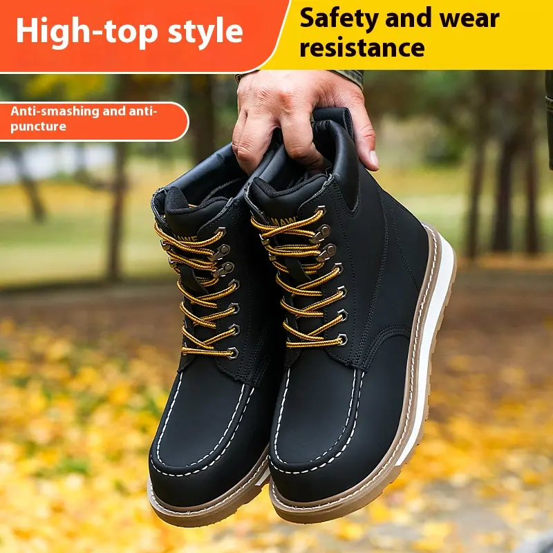 Safety Boots for Men Indestructible Steel Toe Work Boots Anti-smash Stab-resistant Safety Shoes Biker Botas Para Hombre Boots