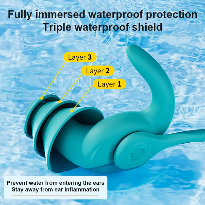 1 Pair Ear Plugs Tapones Oido Dormir Swimming Noise Reduction Ear Plug In Silicone With Rope Bouchons Oreilles Sleeping Earplugs