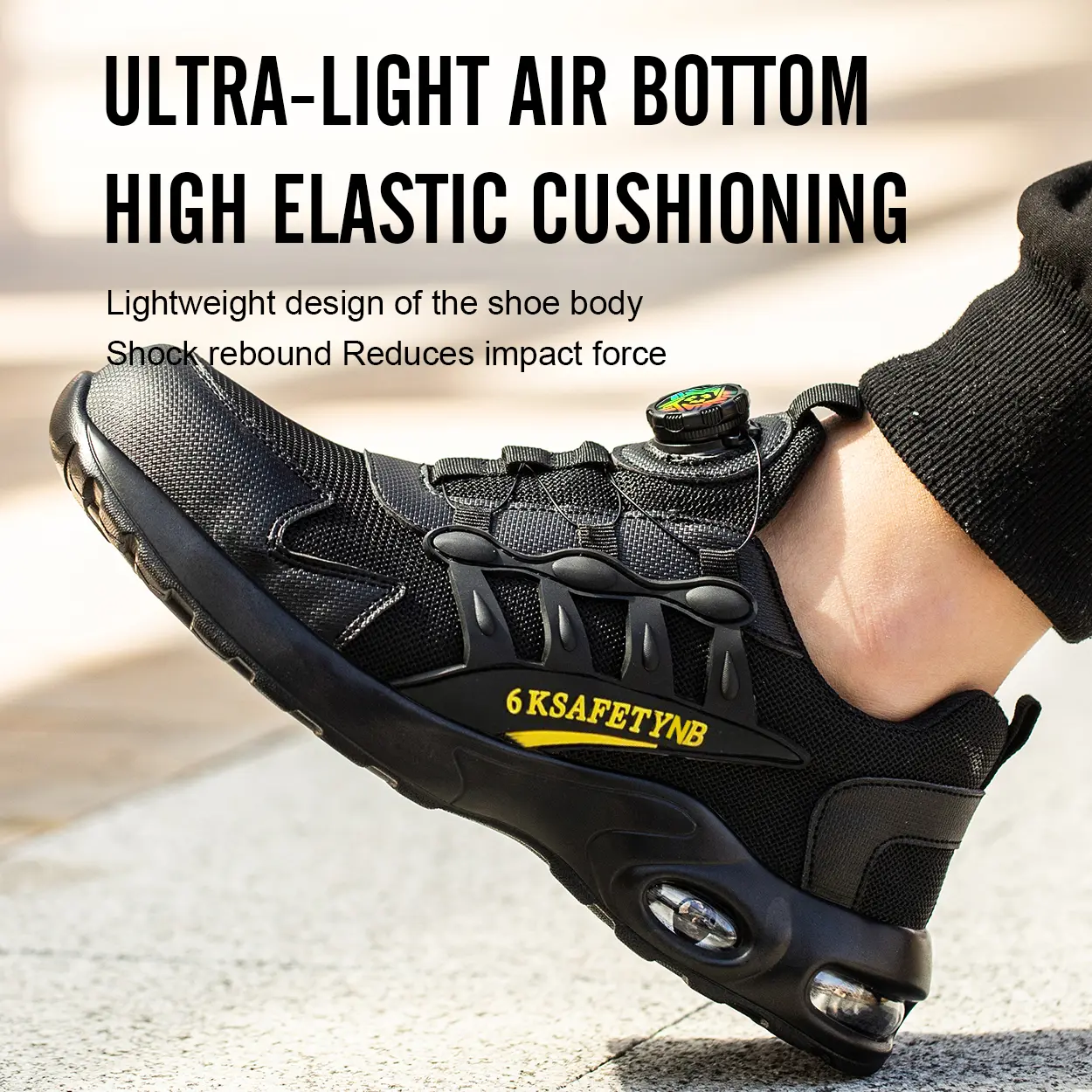 Men Safety Shoes Steel Toe Sneakers Rotated Buckle Puncture Proof Work Safety Boots Man Air Cushion Warehouse Work Shoes