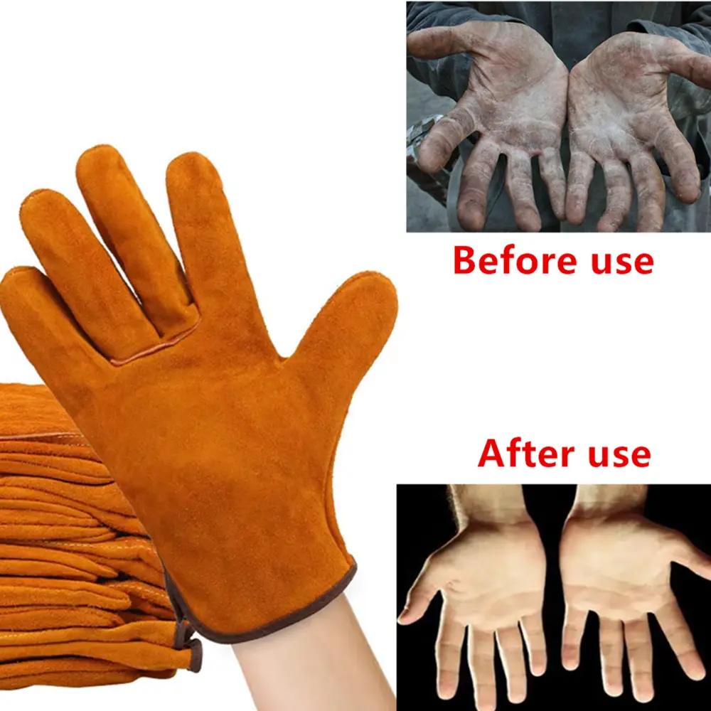 Work Gloves Sheepskin Leather Workers Work Welding Safety Protection Garden Sports Motorcycle Driver Wear-resistant Gloves