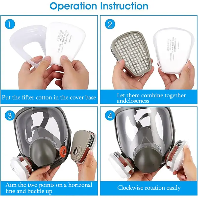 6800 Full Face Respirator - Reusable Full Facepiece Mask for Acid Gases/Vapors, Chemical Environments & Dust