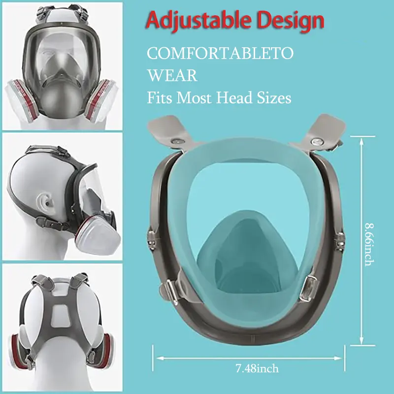 6800 Full Face Respirator - Reusable Full Facepiece Mask for Acid Gases/Vapors, Chemical Environments & Dust
