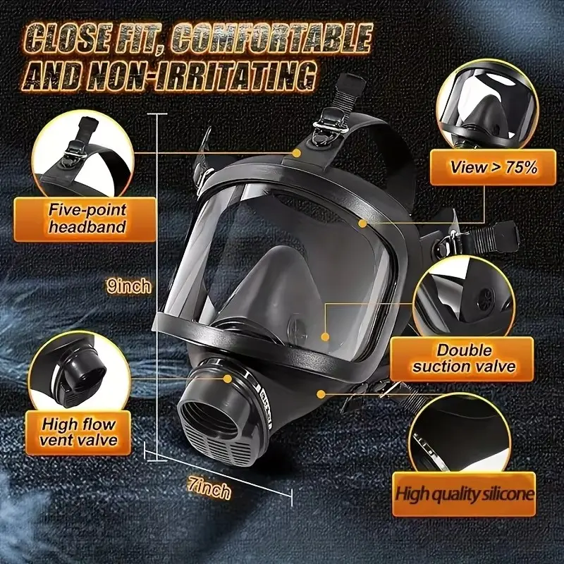 MF14/87 Gas Mask, equipped with an activated carbon filter, protects against steam, chemicals, etc.