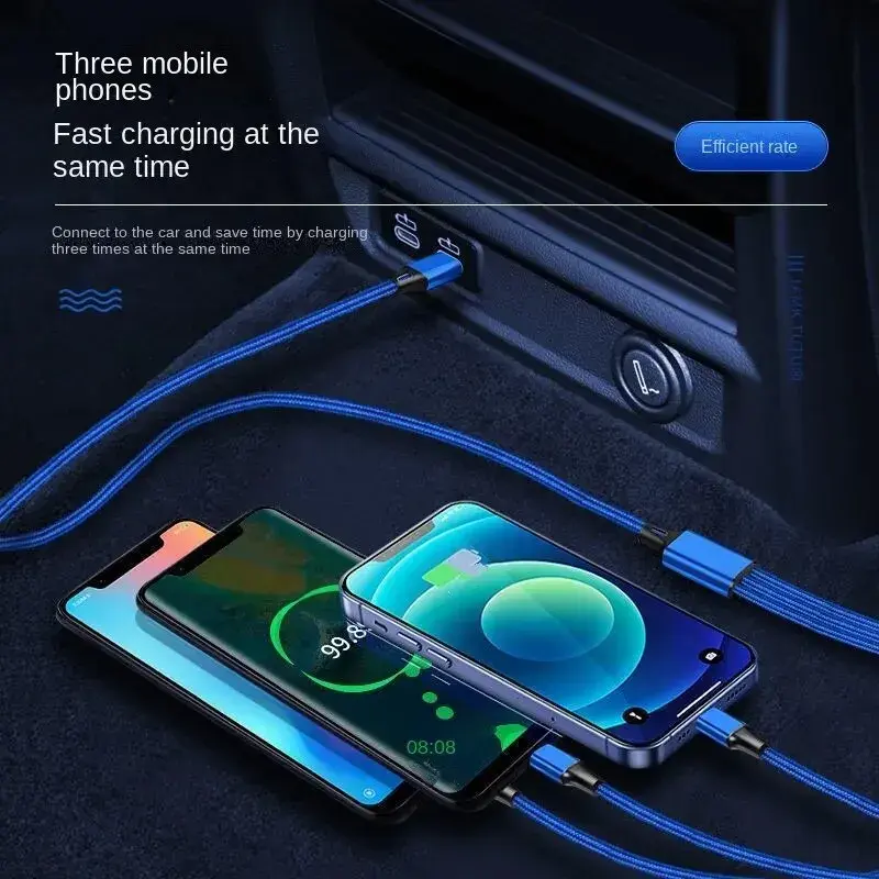 c type 3 in 1 charging cable PD 1 minute 3 car fast charging cable Suitable for Samsung, Xiaomi, Apple, etc. Stable charging