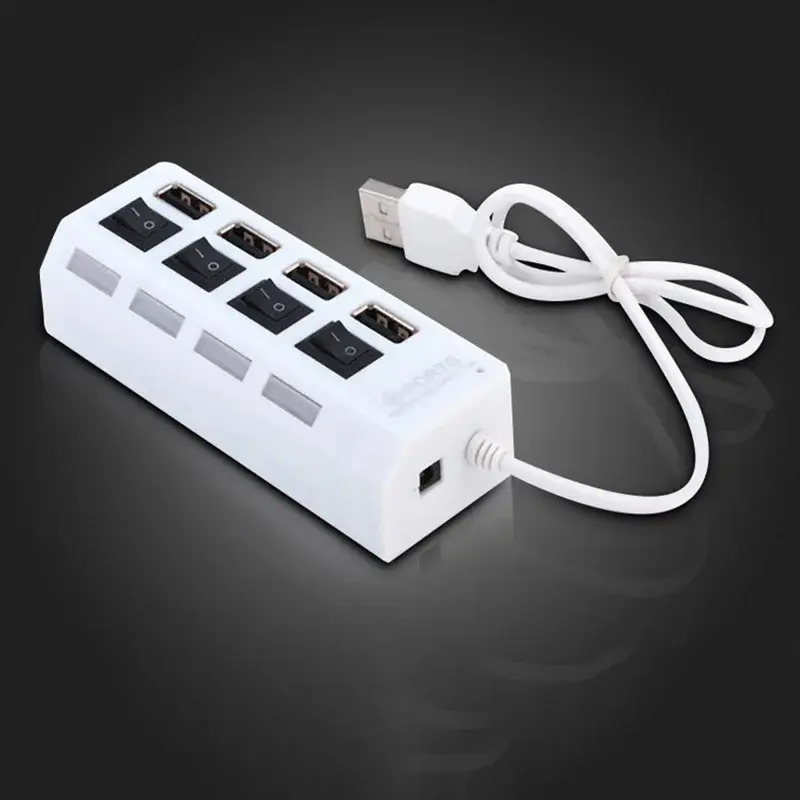 Multi USB Splitter with LED Light Switch for PC Laptops, Hi-Speed 4/7 Port USB HUB 2.0 Adapter Extender Reads Stable Data