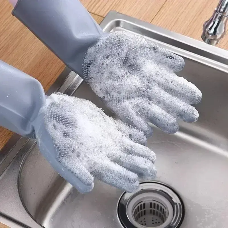 Rubber dishwashing gloves, cleaning gloves, magic silicone household sponge cleaner, kitchen cleaning tools