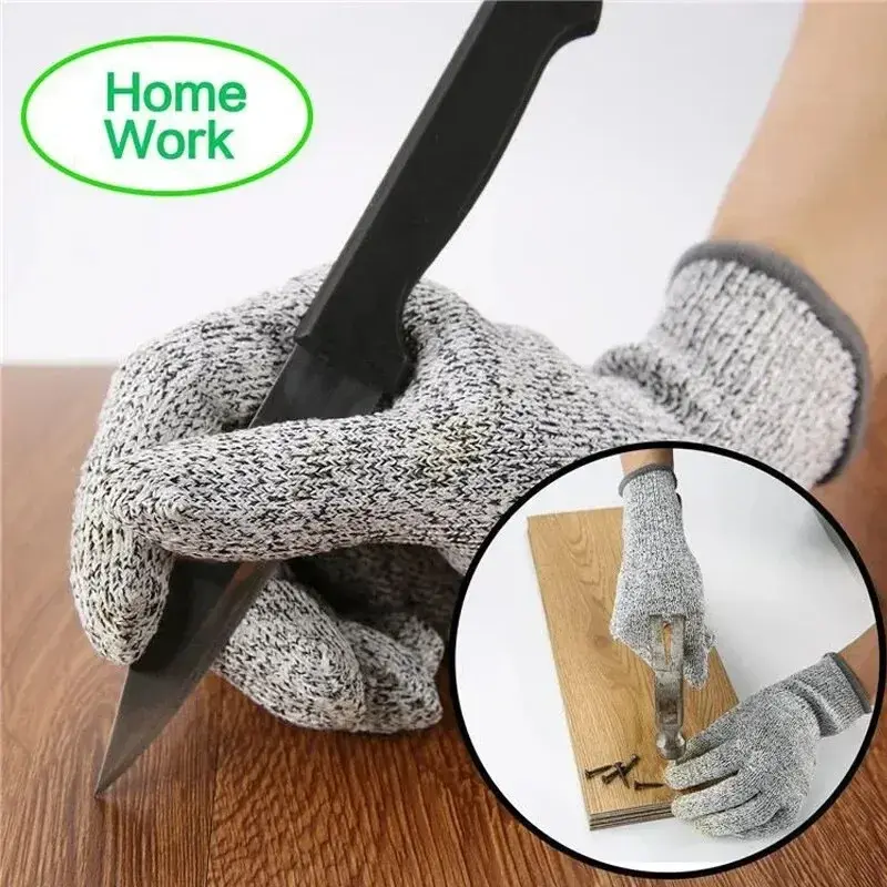 A Pair Anti Cut Proof Gloves Hot Sale Grey Black Anti Cut Level 5 Safety Work Gloves Glass Cutting Safety Protection