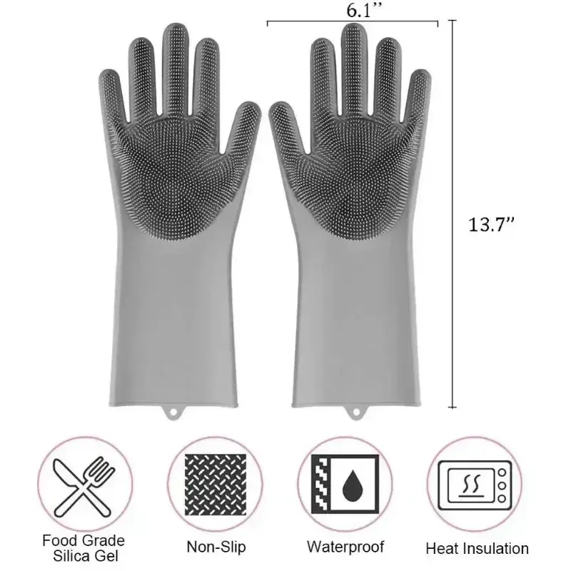 Rubber dishwashing gloves, cleaning gloves, magic silicone household sponge cleaner, kitchen cleaning tools