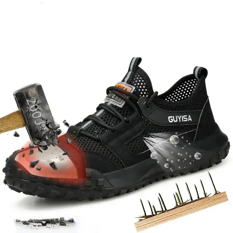 Summer Worker Safety Sports Shoe Brand Designer Safety Boots Protective Shoes Men's Fashionable Breathable Steel Toe Work Shoes