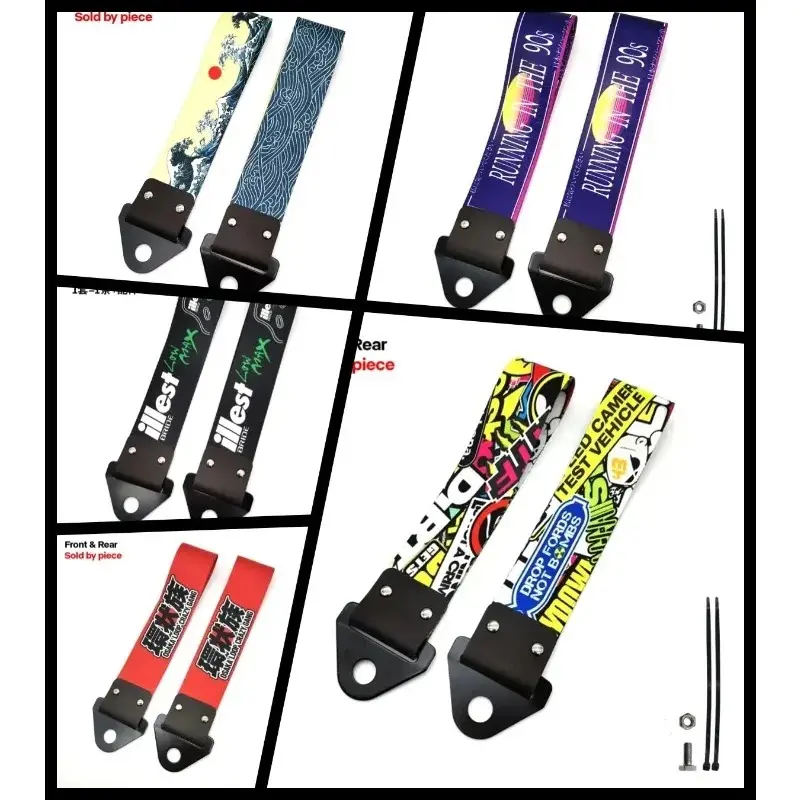 1-3pcModification Culture Car Color Pendant Tow Strap Belt Tow Rope Ribbon Auto Accessories Trailer Ropes Bumper Towing Strap FO