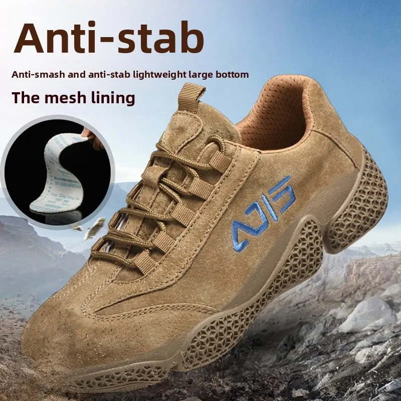 Labor Protection Shoes, Men's Anti Smashing and Anti Stabbing Work Shoes, Wear-resistant Steel Toe Cap, Cowhide, Comfortable