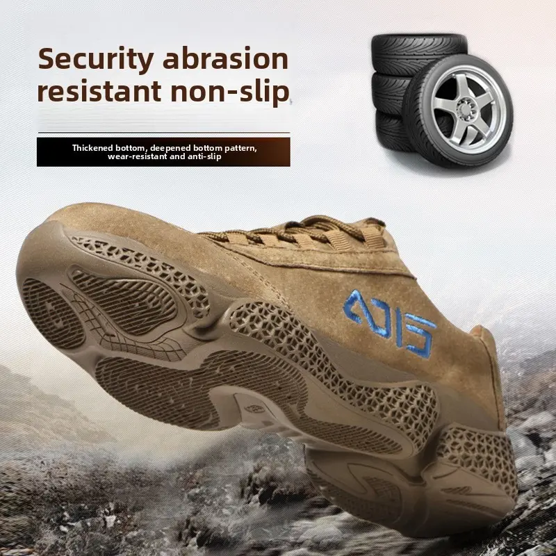 Labor Protection Shoes, Men's Anti Smashing and Anti Stabbing Work Shoes, Wear-resistant Steel Toe Cap, Cowhide, Comfortable