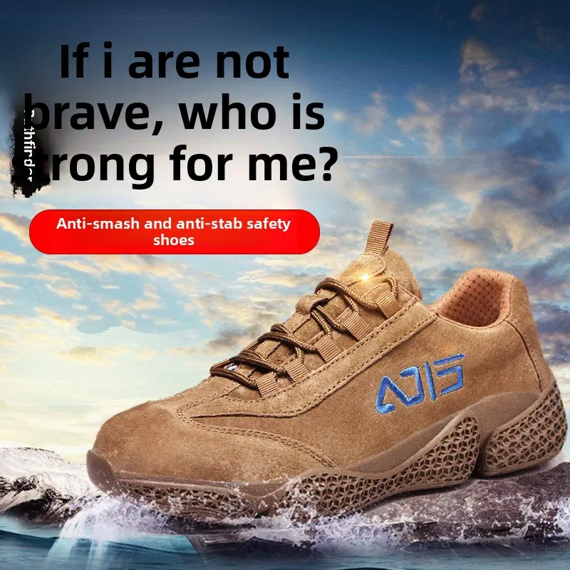 Labor Protection Shoes, Men's Anti Smashing and Anti Stabbing Work Shoes, Wear-resistant Steel Toe Cap, Cowhide, Comfortable