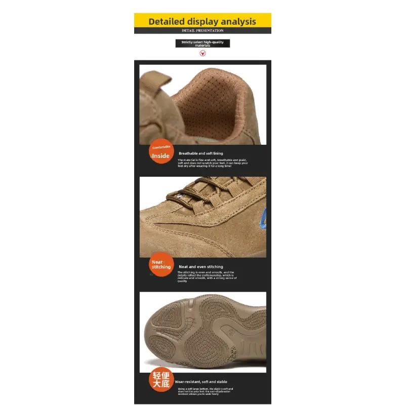 Labor Protection Shoes, Men's Anti Smashing and Anti Stabbing Work Shoes, Wear-resistant Steel Toe Cap, Cowhide, Comfortable