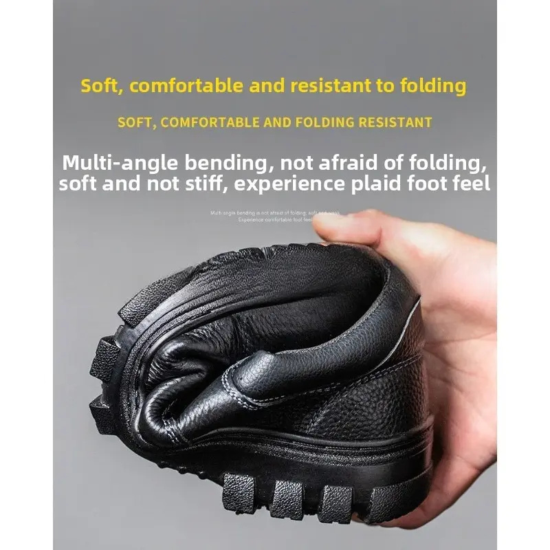 Four Season Pure Leather Anti Smashing, Anti Stab, High Temperature Resistant Labor Protection Shoes for Men, Comfortable