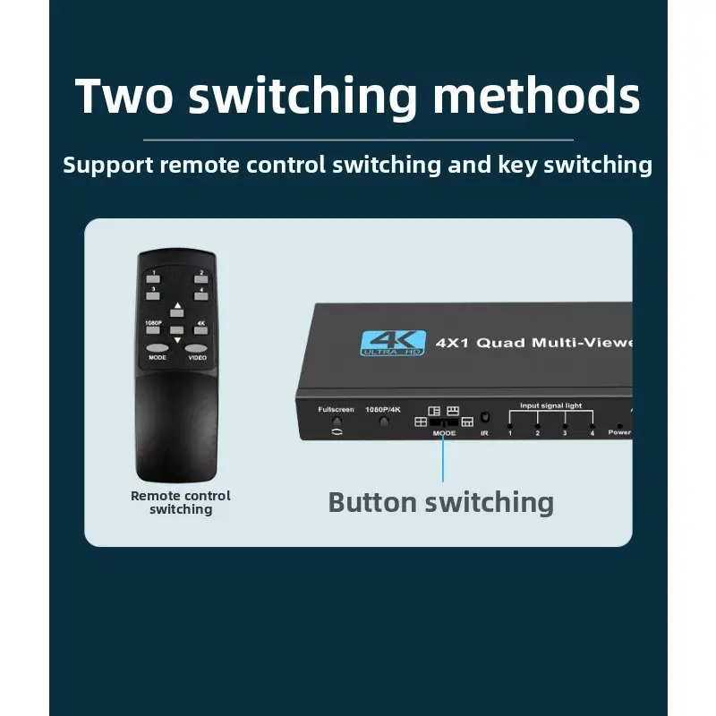 HDMI4-channel Video Splitter with Four Inputs and One Output for Seamless Switching of High-definition Screens Supporting 4K30Hz