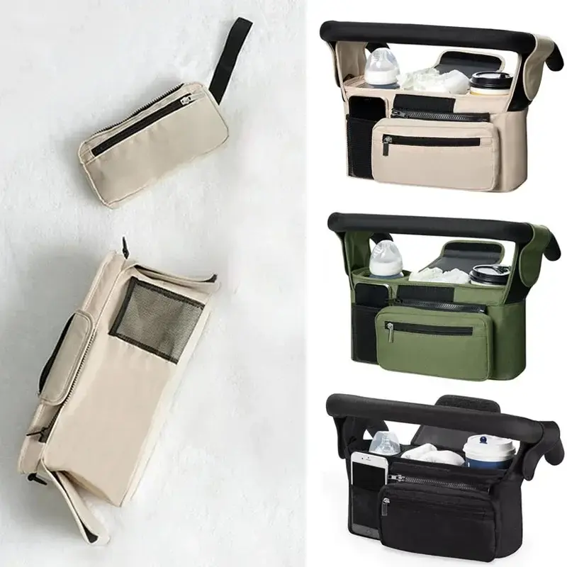 Baby Stroller Storage Bag, Large Capacity Hanging Travel Bag, Mom Bag, Phone Bottle Holder,Diaper Bags,Baby Stroller Accessories