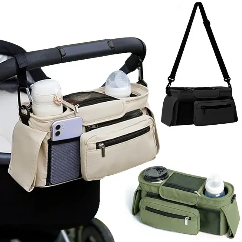 Baby Stroller Storage Bag, Large Capacity Hanging Travel Bag, Mom Bag, Phone Bottle Holder,Diaper Bags,Baby Stroller Accessories