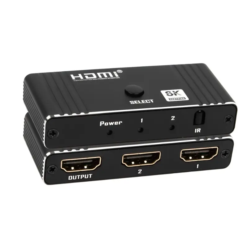 HDMI 2.1 Bidirectional Switcher 8K 60Hz Automatic Switching with Remote Control HD 1/2 Swap 2 in 1 Out