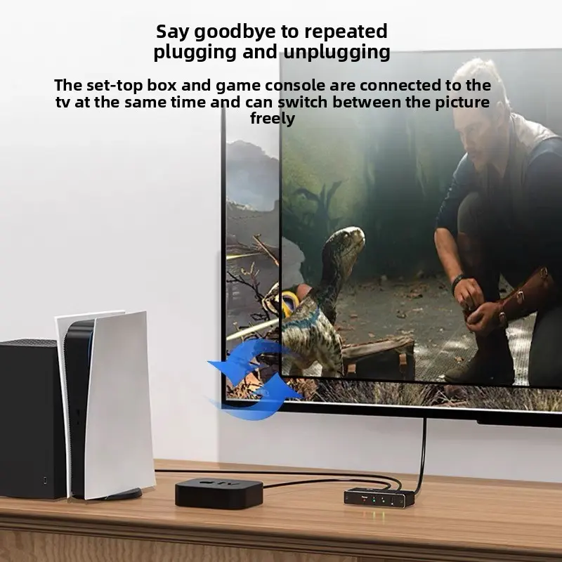 HDMI 2.1 Bidirectional Switcher 8K 60Hz Automatic Switching with Remote Control HD 1/2 Swap 2 in 1 Out
