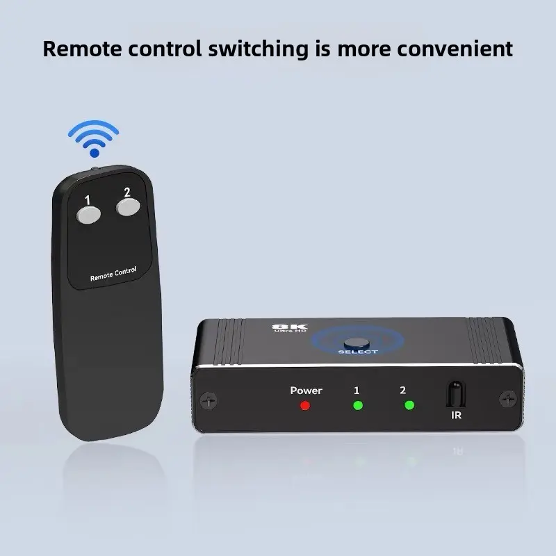 HDMI 2.1 Bidirectional Switcher 8K 60Hz Automatic Switching with Remote Control HD 1/2 Swap 2 in 1 Out