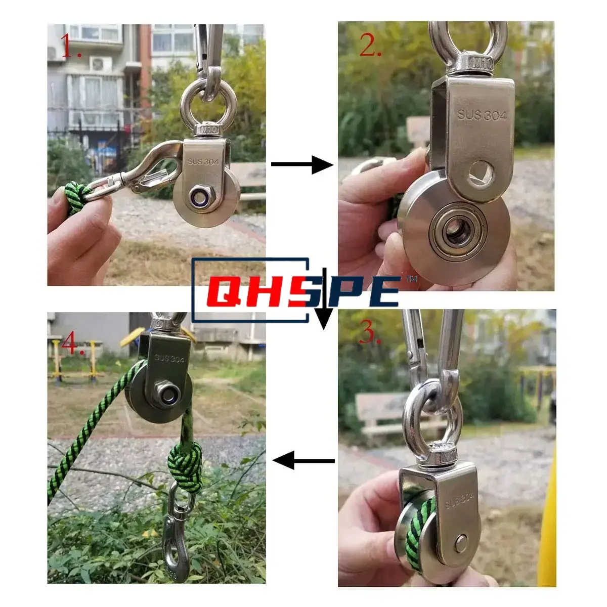 Silent Gym Pulley System - 304 Stainless Steel U/V Groove Wheel with Duplex Bearings for Home Workout