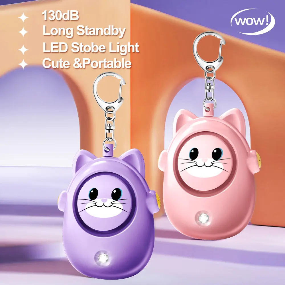 New Cute Cat Personal Alarm, Women's Anti-wolf Artifact, Outdoor Children's and Women's Emergency Self-defense Keychain