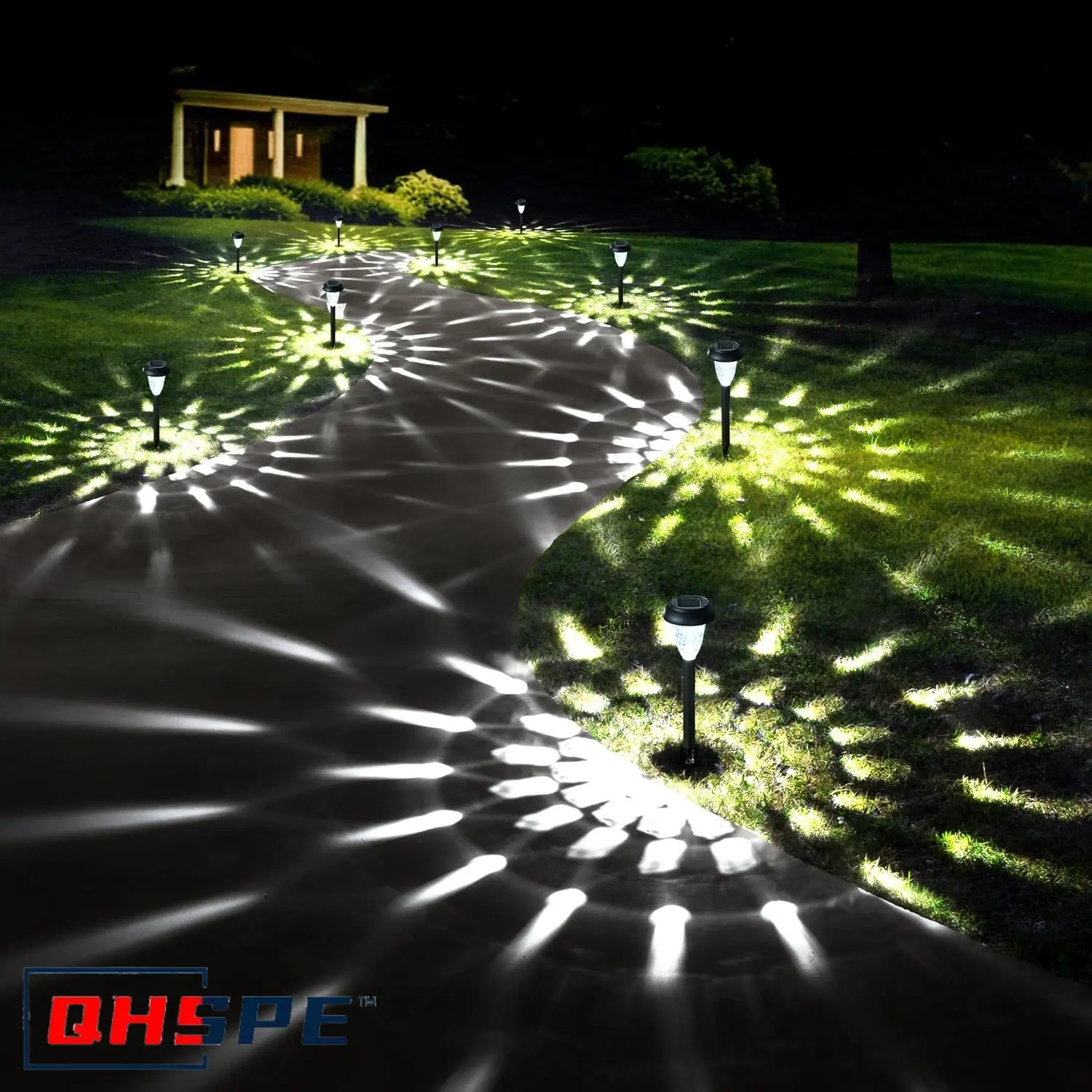 Solar Landscape Path Lights with Projection - IP65 Waterproof Super Bright Lawn Lamps Stainless Steel Stake for Garden Decor
