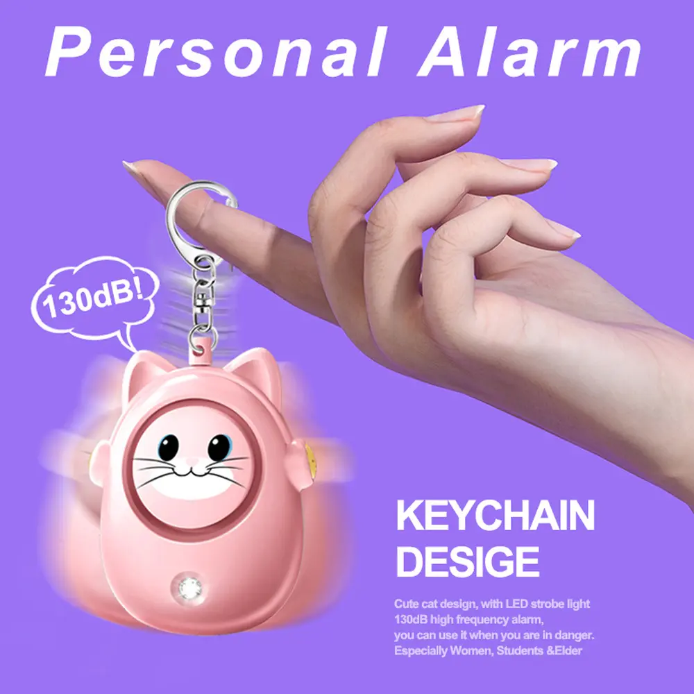 New Cute Cat Personal Alarm, Women's Anti-wolf Artifact, Outdoor Children's and Women's Emergency Self-defense Keychain