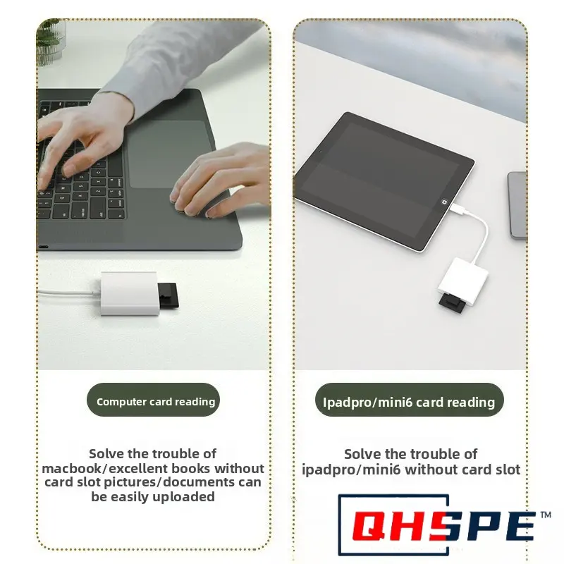 2-in-1 USB 3.0 Type C OTG Card Reader - High Speed TF/microSD & SD Adapter for iPhone iPad Camera Car Computer