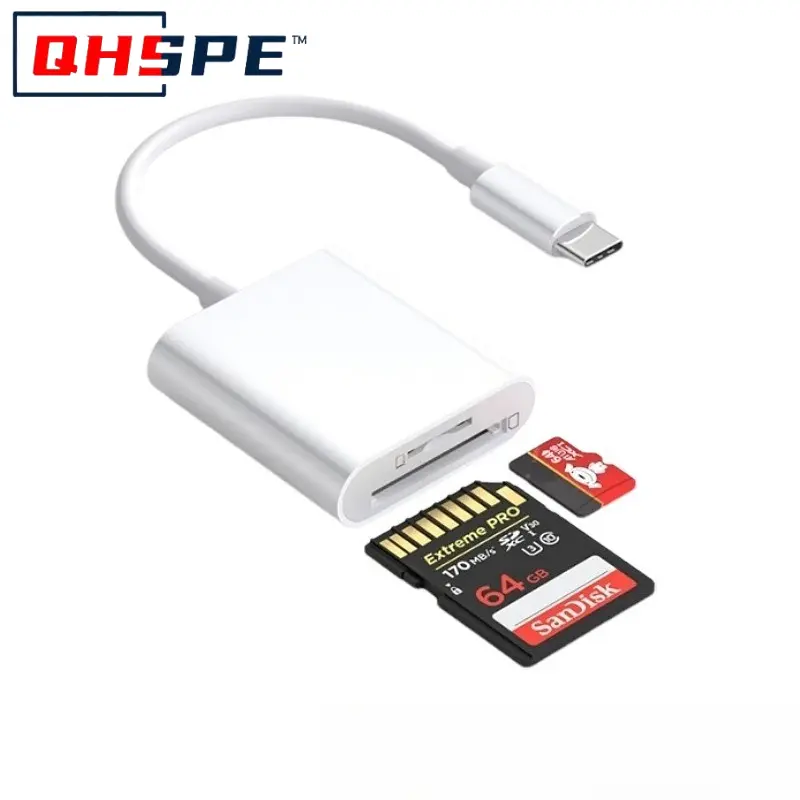 2-in-1 USB 3.0 Type C OTG Card Reader - High Speed TF/microSD & SD Adapter for iPhone iPad Camera Car Computer
