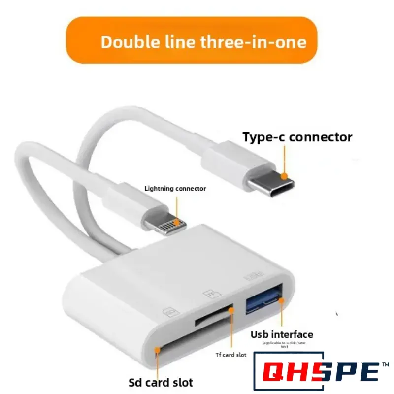 2-in-1 USB 3.0 Type C OTG Card Reader - High Speed TF/microSD & SD Adapter for iPhone iPad Camera Car Computer