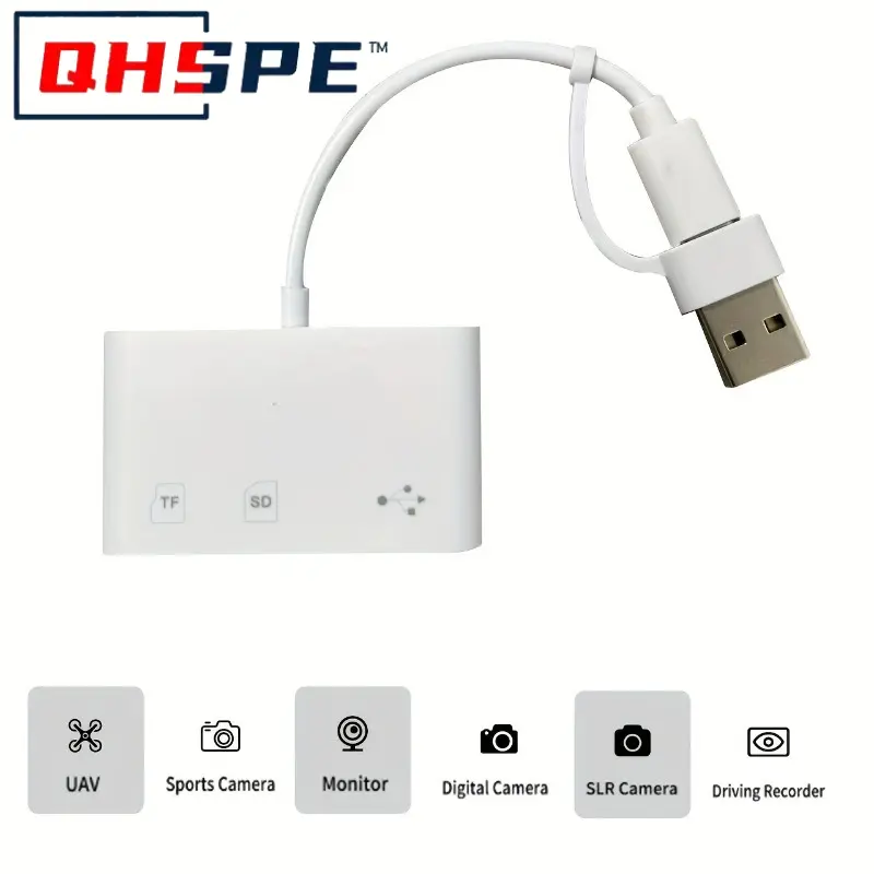 2-in-1 USB 3.0 Type C OTG Card Reader - High Speed TF/microSD & SD Adapter for iPhone iPad Camera Car Computer