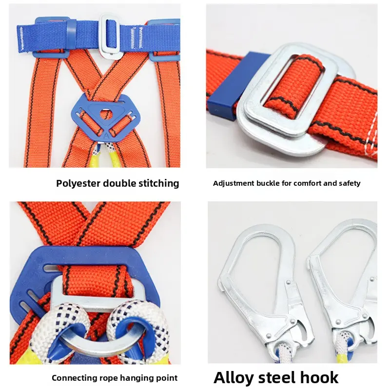 National Standard Double Back Full Body Double Hook Buffer Safety Belt European Five Point High-altitude Work Safety Belt