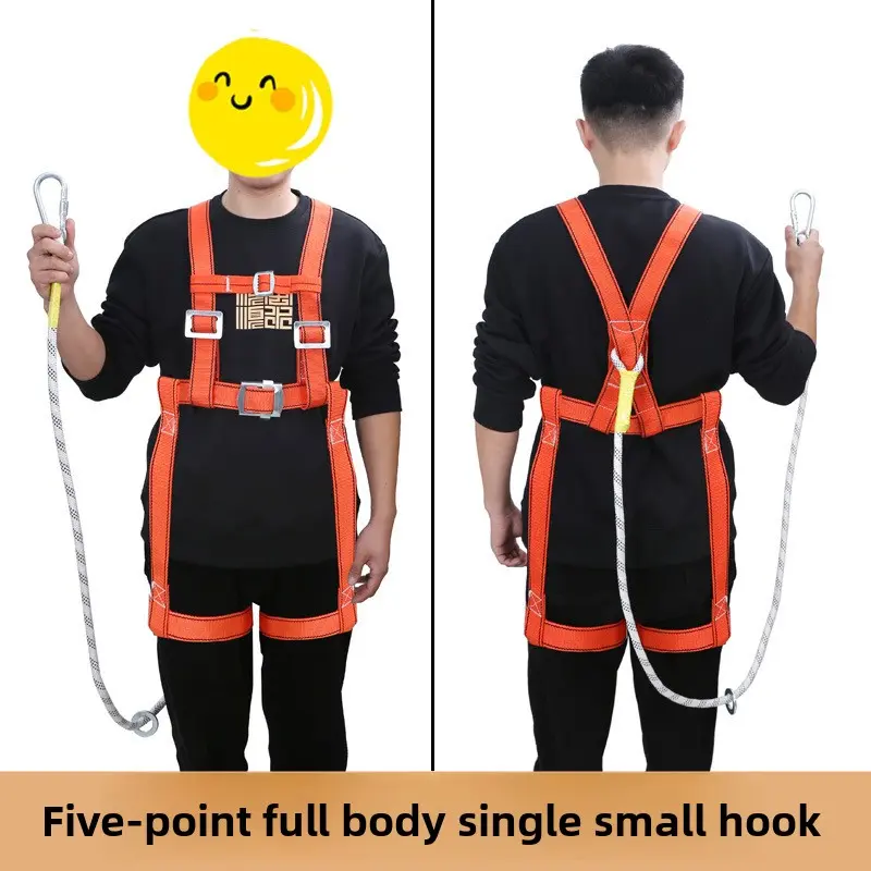 National Standard Double Back Full Body Double Hook Buffer Safety Belt European Five Point High-altitude Work Safety Belt