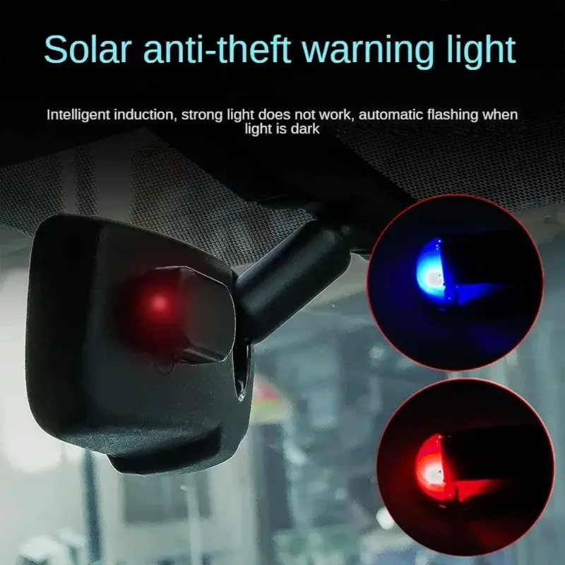 Solar Powered Car False Safety Light Super Bright Flashing Imitation Lamp Wireless Strobe Signal Alarm Anti-theft Care Lamp