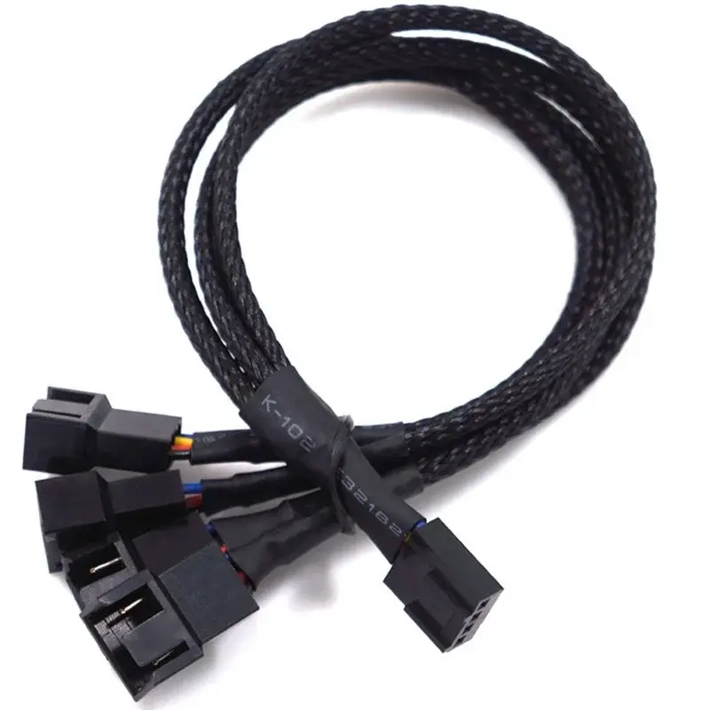 Black Boot 27cm Extension Cable Connector Pwm Extension Cable New 4-Pin Pwm Fan Cable 1 to 4/3/2/1 Way Splitter