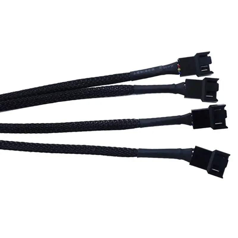 Black Boot 27cm Extension Cable Connector Pwm Extension Cable New 4-Pin Pwm Fan Cable 1 to 4/3/2/1 Way Splitter