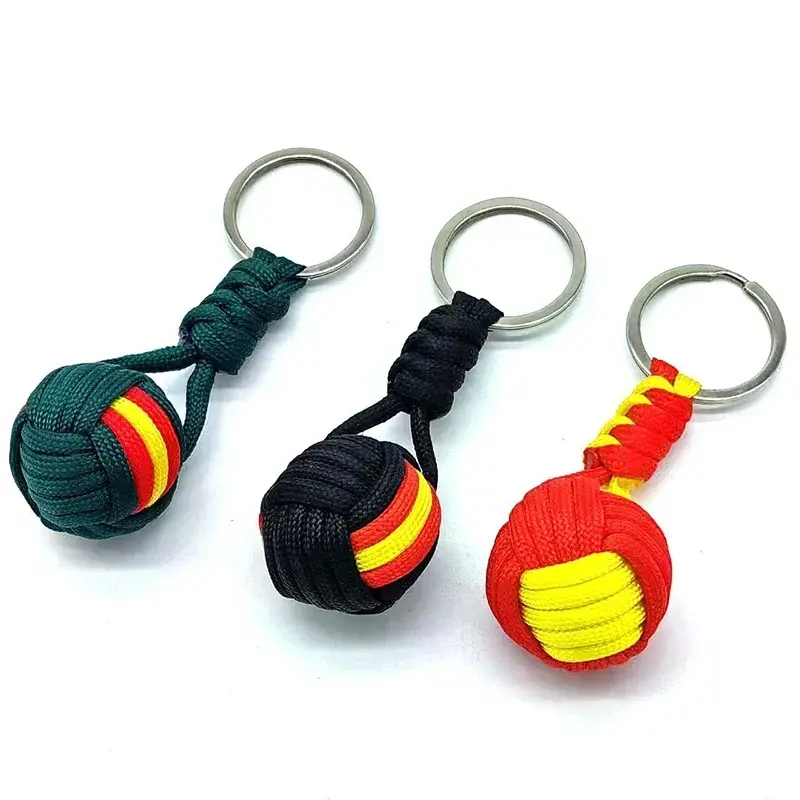 Militar Parachute Woven Rope Ball Chaveiro Lanyard Key Ring Monkey Fist Key Chains, Outdoors Survival Tool Jewelry