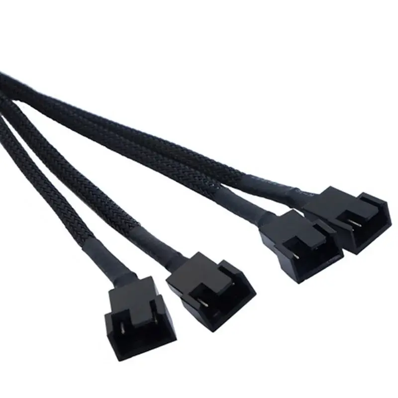 Black Boot 27cm Extension Cable Connector Pwm Extension Cable New 4-Pin Pwm Fan Cable 1 to 4/3/2/1 Way Splitter