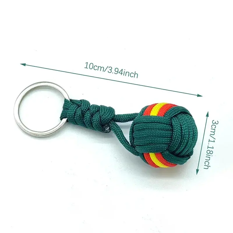 Militar Parachute Woven Rope Ball Chaveiro Lanyard Key Ring Monkey Fist Key Chains, Outdoors Survival Tool Jewelry