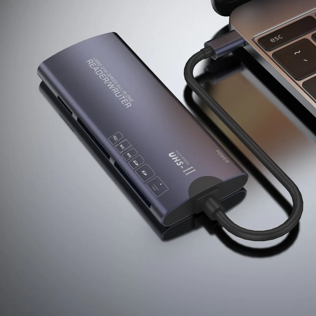 Usb High-speed Ms Multi-functional Cf Card Reader, Sd Aluminum Alloy Tf Computer Six-in-one Xd Card Reader