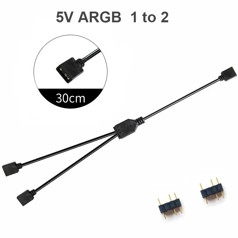 Synchronized Motherboard Cable 4-Pin 12V RGB 3-Pin 5V ARGB 1 to 2/1 to 3/1 to 4/1 to 5 Extension Cord Split Multiple
