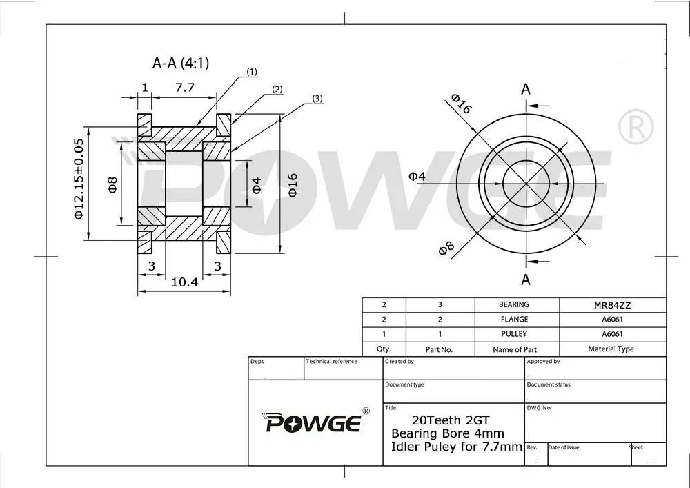 POWGE Black Creality K1 Kit of 3Meters 2MGT 2GT-7.7 RF Open Timing belt 12pcs of 2GT 20 Teeth Idler Pulley Bore 4mm 3D Printer