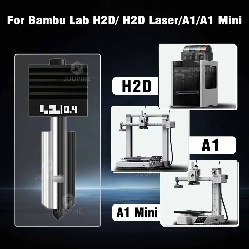 Replaceable For Bambu Lab H2D Hotend Kit with 0.2/0.4/0.6/0.8mm Hardened steel Nozzle Replace Hotend Kit For Bambu Hotend kit