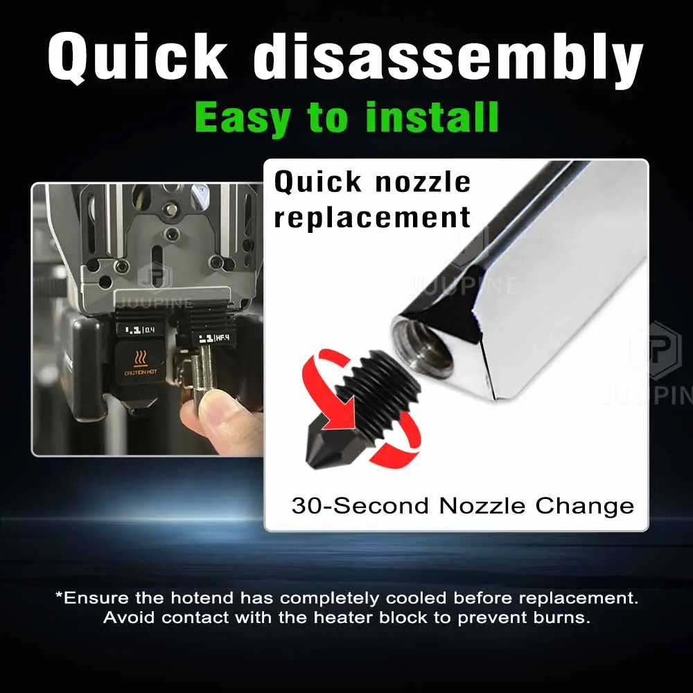 Replaceable For Bambu Lab H2D Hotend Kit with 0.2/0.4/0.6/0.8mm Hardened steel Nozzle Replace Hotend Kit For Bambu Hotend kit