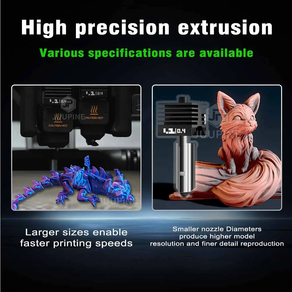 Replaceable For Bambu Lab H2D Hotend Kit with 0.2/0.4/0.6/0.8mm Hardened steel Nozzle Replace Hotend Kit For Bambu Hotend kit