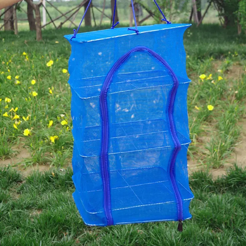Drying Fishing Net Foldable Hanging Vegetable Fish Dishes Dryer Bag Hanger Fish Fishing Flowers Buds Plants Organizer 3 Layers