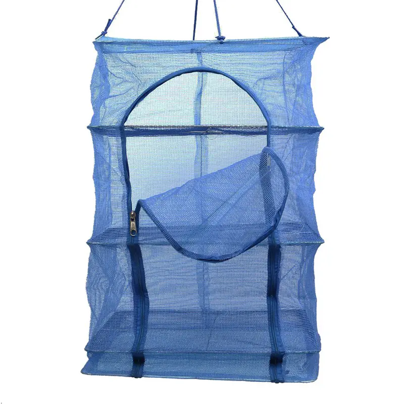 Drying Fishing Net Foldable Hanging Vegetable Fish Dishes Dryer Bag Hanger Fish Fishing Flowers Buds Plants Organizer 3 Layers